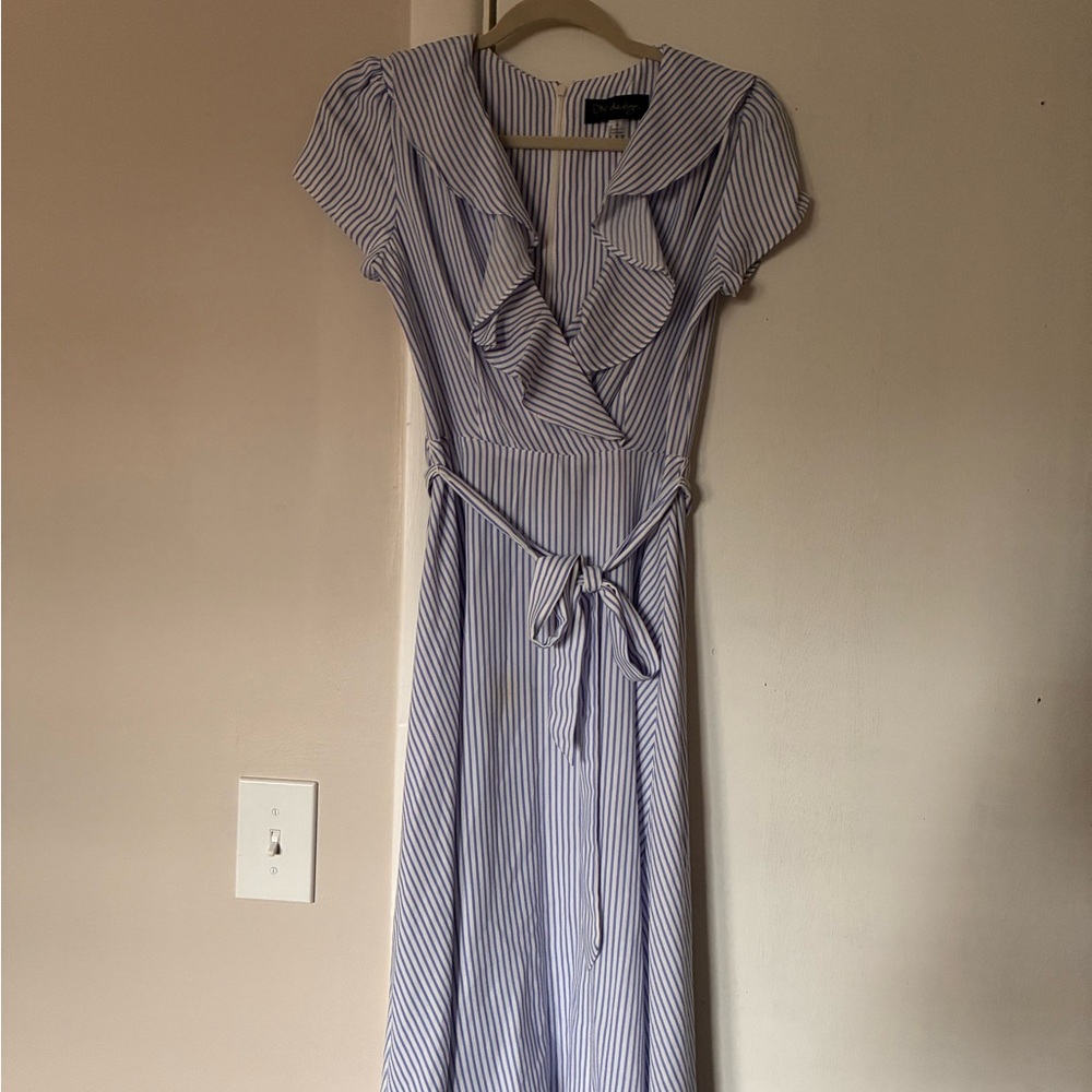 LDW Designs Blue and White Striped Maxi Dress